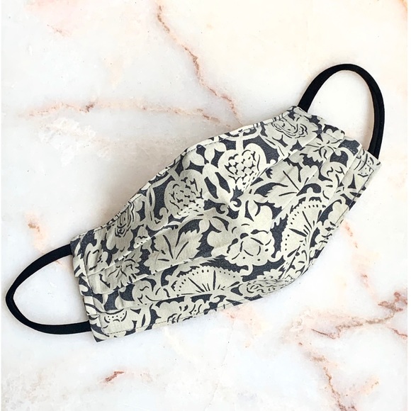 (2 LEFT) ADULT CLOTH FACE MASK_GRAY/CREME BROCADE - Picture 8 of 10